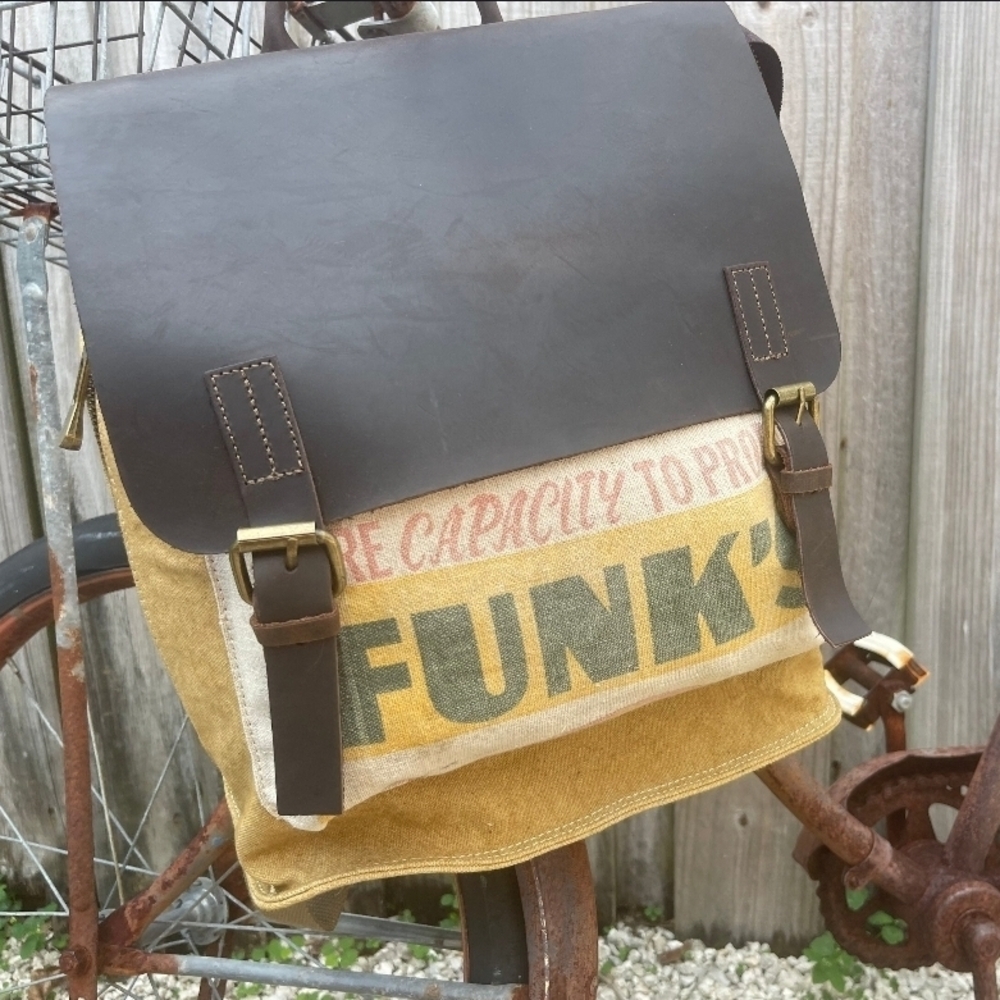 Unique Handmade One-of-a-kind Repurposed Feed Sack Backpack